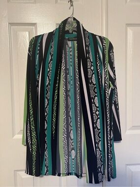 Travel Elements Blue Green Open Front Top Jacket Small